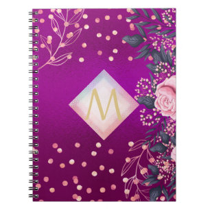 Carnet Paillettes métallisées Magenta Rosé Monogramme