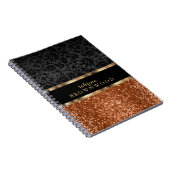 Carnet Paillettes orange et damas noir (Côté Droit)