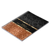 Carnet Paillettes orange et damas noir (Côté gauche)