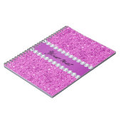 Carnet Paillettes pourpres chics et diamants de Faux (Côté gauche)