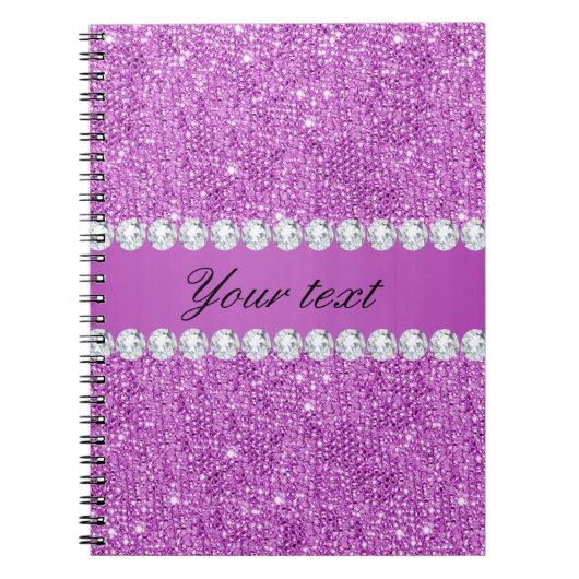 Carnet Paillettes pourpres chics et diamants de Faux (Devant)
