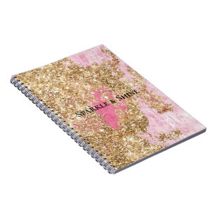 Carnet Paillettes Rose Doré Féminin