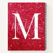 Carnet paillettes rouge monogramme nom féminin (Dos)