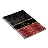 Carnet Paillettes rouges et damas noir (Côté Droit)