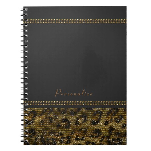 Carnet Paillettes scintillantes de léopard Glam Chic Mode (Devant)