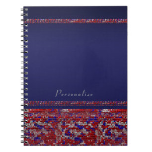 Carnet Paillettes scintillantes rouge blanc et bleu Fête 