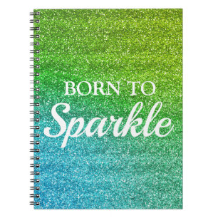 Carnet Paillettes Vertes & Bleues Brillantes Nées pour Br