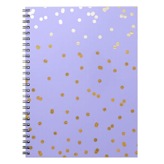 Carnet Paillettes violettes et orées Points de confettis (Devant)