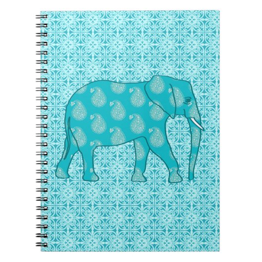 Carnet Paisley - bleu turquoise et aqua (Devant)