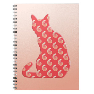 Carnet Paisley Cat - nuances de corail orange
