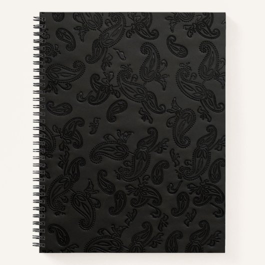Carnet Paisley en cuir noir (Devant)