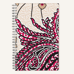 Carnet Paisley Fleurs Rouges Journal Boho