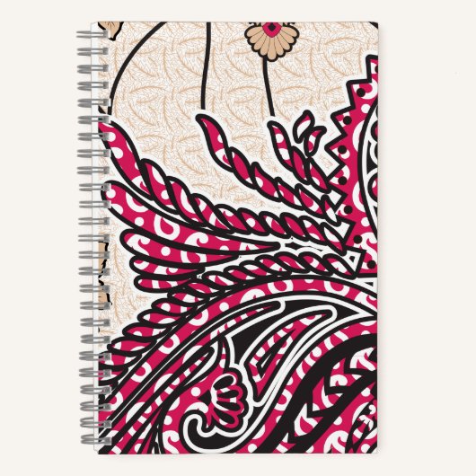 Carnet Paisley Fleurs Rouges Journal Boho (Recto)