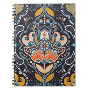 Carnet Paisley Floral : Motif indien foncé