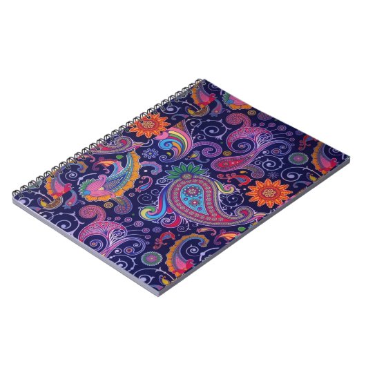 Carnet Paisley violet rose (Côté gauche)