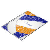 Carnet paislies plumes bleu orange boho volleyball (Côté gauche)