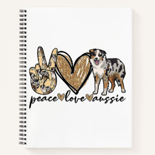 Carnet Paix, Amour, Aussie, chien de berger australien, A