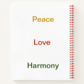 Carnet Paix amour harmonie or rouge vert (Dos)
