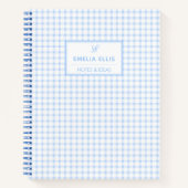 Carnet Pale Blue Gingham Grandmillennial Monogramme Nom (Devant)