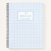 Carnet Pale Blue Gingham Grandmillennial Monogramme Nom (Devant)