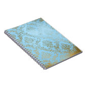 Carnet Pale blue gold, rustic damask, shabby, worn, éléga (Côté Droit)