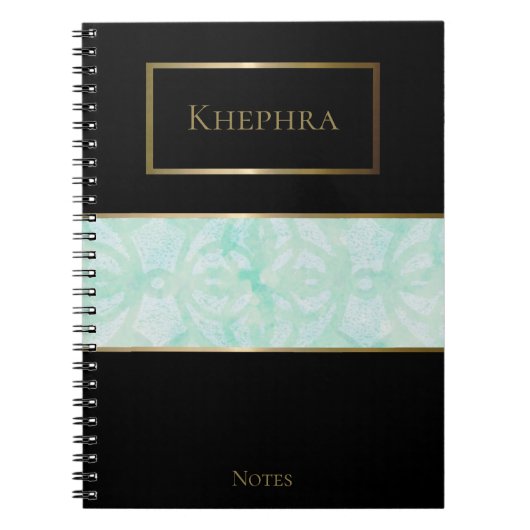 Carnet Pale Jade Batik Aquarelle simple Nom (Devant)