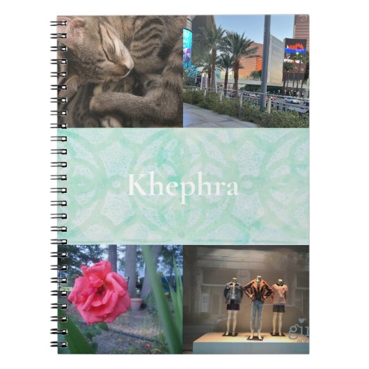 Carnet Pale Jade Batik Collage et nom (Devant)
