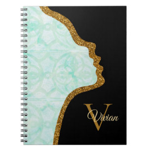 Carnet Pale Jade Black Et Or Parties scintillant Face