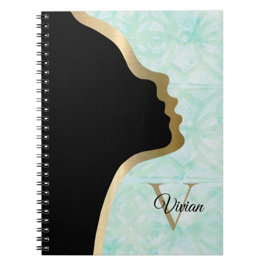 Carnet Pale Jade Noir Et Or Nom De La Face (Devant)