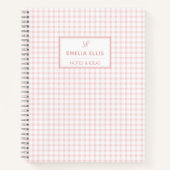 Carnet Pale Pink Gingham Grandmillennial Monogramme Nom N (Devant)