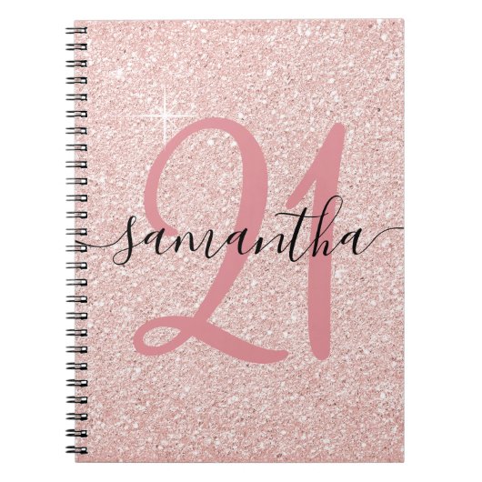 Carnet Pale Rose Gold Parties scintillant Personnalisée 2 (Devant)