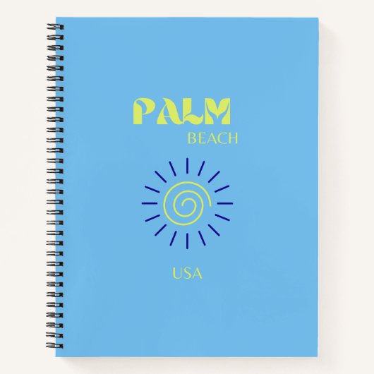 Carnet Palm Beach, Art Voyage, Floride, Preppy, Bleu (Devant)