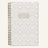 Carnet Palm Damask Personalized Notebook | Linen Beige (Recto)