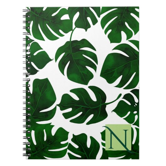 Carnet Palme tropicale verte foncée Feuille Botanique d'é (Devant)