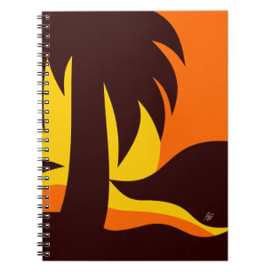 Carnet Palmier Abstrait Au Coucher Du Soleil Par Eau