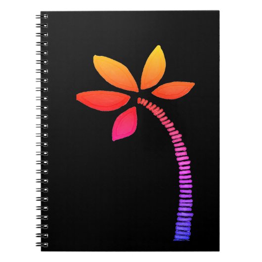 Carnet Palmier arc-en-ciel avec arrière - plan noir (Devant)