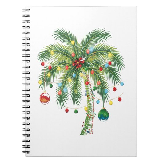 Carnet Palmier de Noël tropical avec lumières et ornam (Devant)