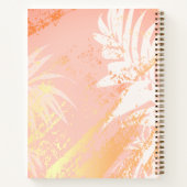 Carnet Palmier d'or rose moderne élégant monogramme feuil (Dos)