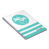 Carnet Palmier tropical avec rayures et nom (Côté Droit)