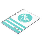 Carnet Palmier tropical avec rayures et nom (Côté gauche)