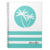 Carnet Palmier tropical avec rayures et nom (Devant)