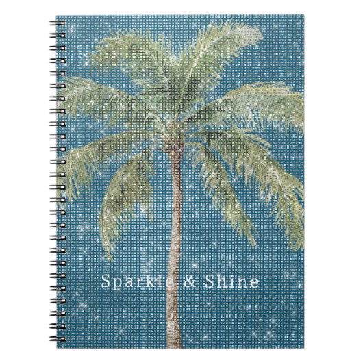 Carnet Palmier Tropical Bleu Étincelle (Devant)