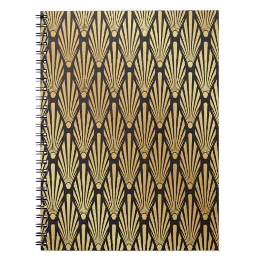 Carnet Palmiers Art Déco : Or Noir. (Devant)