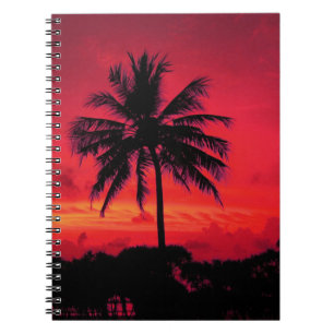 Carnet Palmiers exotiques du coucher de soleil de l'Hawaï