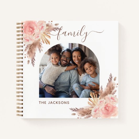 Carnet Pampas herbe blush rose floral photo Boho (Devant)