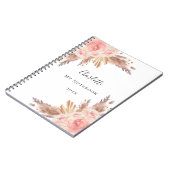 Carnet Pampas herbe rose or floraux nom (Côté gauche)