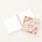 Carnet Pampas herbe rose or floraux nom (Intérieur)