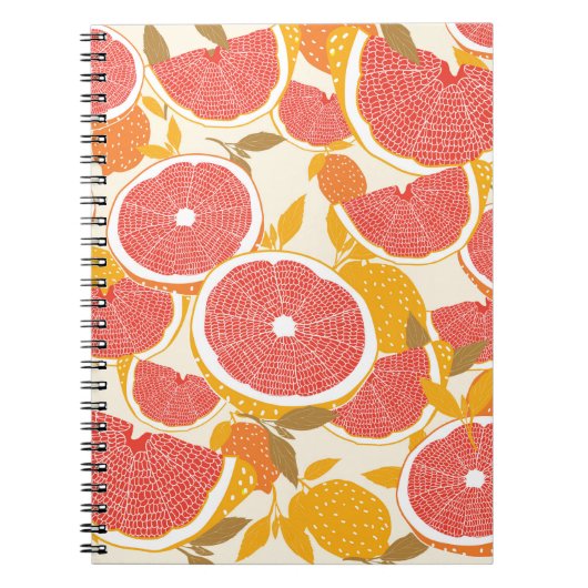 Carnet Pamplemousse et tranches de moitié avec feuilles s (Devant)