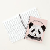 Carnet Panda Aquarelle Moderne Avec Nom Et Pastel Rose (Intérieur)