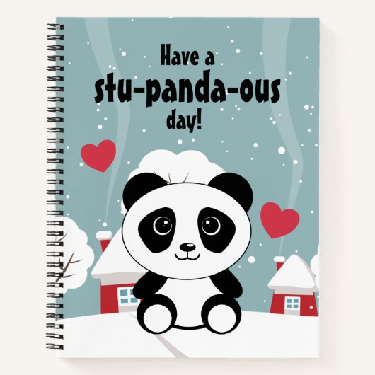Carnet Panda Bébé Cute En Hiver Gris Neige (Devant)